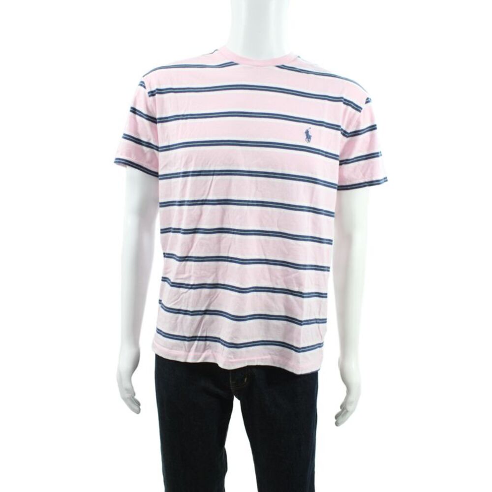 Polo Ralph Lauren Mens Basic Pink Striped Cotton Crew Neck T-Shirt Size M